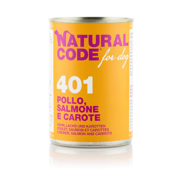 Natural Code - For Dog 401 Pollo, Salmone e Carote