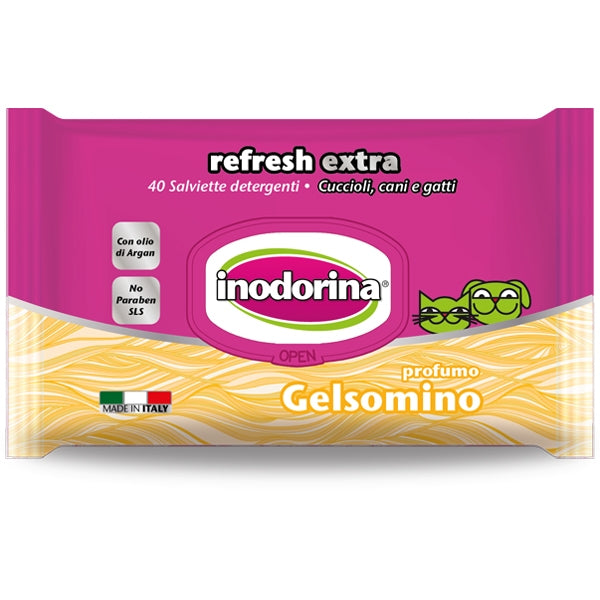 Inodorina - Salviette Refresh Extra con Gelsomino e Olio di Argan