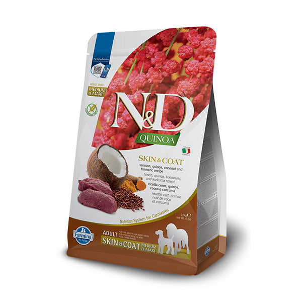 Farmina - Natural & Delicious Medium & Maxi Quinoa Skin & Coat Cervo Grain Free