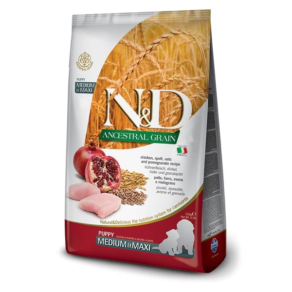 Farmina - Natural & Delicious Ancestral Grain Puppy Medium & Maxi con Pollo e Melograno