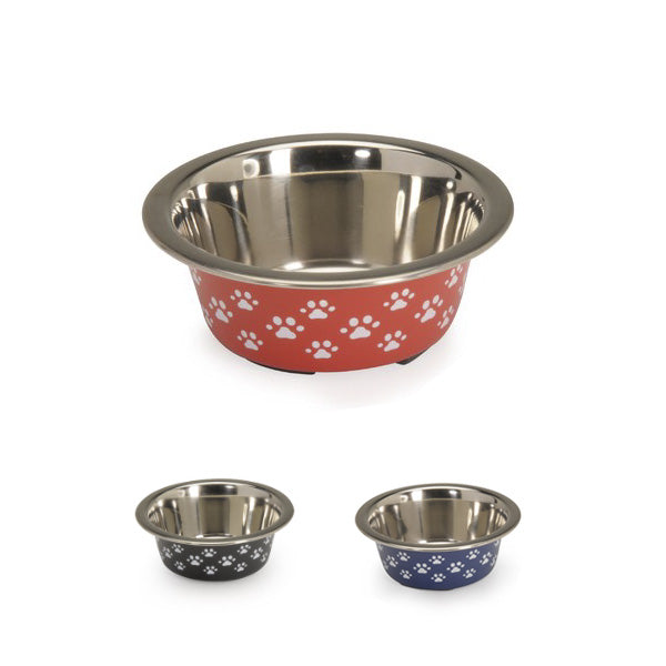 Camon - Ciotola In Acciaio Antiscivolo con Decorazione Paws