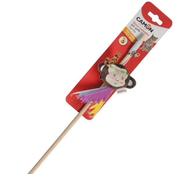 Camon - Cannetta in Legno con Figura Tema Indiani con Catnip e Campanello
