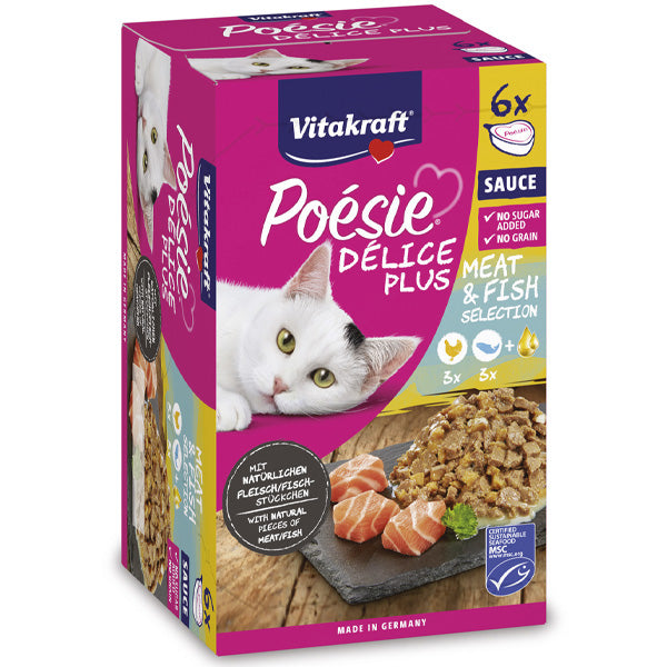 Vitakraft - Poésie Délice Plus Multipack Carne & Pesce e Olio di Salmone