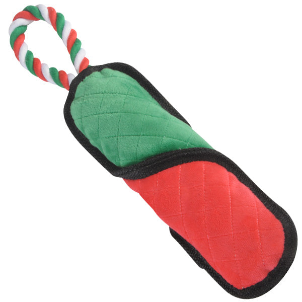 Camon - Gioco per Cane Tubo Natalizio con Corda e Squeaker