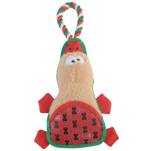Camon - Gioco per Cane Papera di Natale con Corda e Squeaker