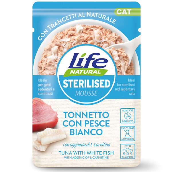 Life Pet Care - Life Cat Sterilised Mousse Tonnetto con Pesce Bianco