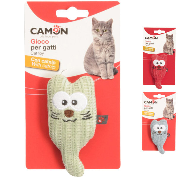 Camon - Gioco per Gatti In Tessuto a Sagoma di Gatto con Catnip