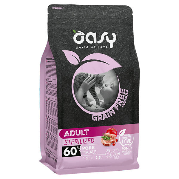 Oasy - Grain Free Adult Sterilized con Maiale