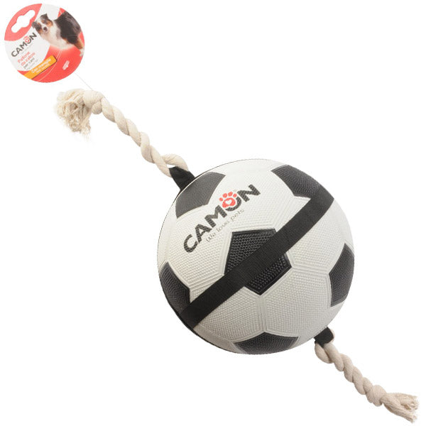 Camon - Palla Da Calcio Bianco e Nera Con Maniglie Gioco Per Cani In Gomma