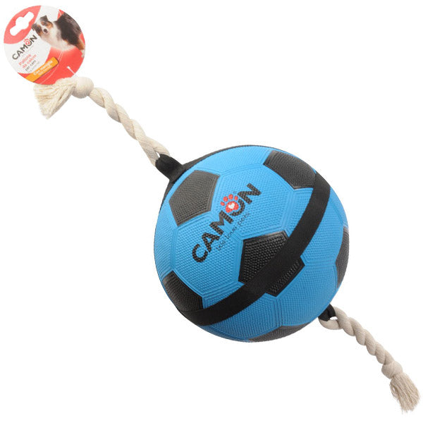 Camon - Palla Da Calcio Blu e Nera Con Maniglie Gioco Per Cani In Gomma