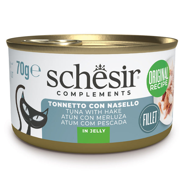 Schesir - Complements Per Gatti Adulti Filetti in Gelatina Tonnetto Con Nasello