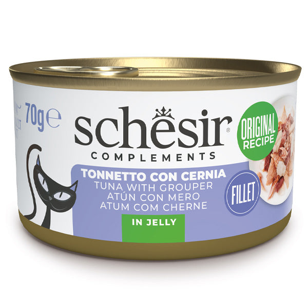 Schesir - Complements Per Gatti Adulti Filetti in Gelatina Tonnetto Con Cernia
