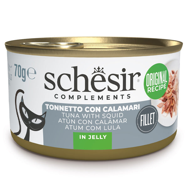 Schesir - Complements Per Gatti Adulti Filetti in Gelatina Tonnetto Con Calamari