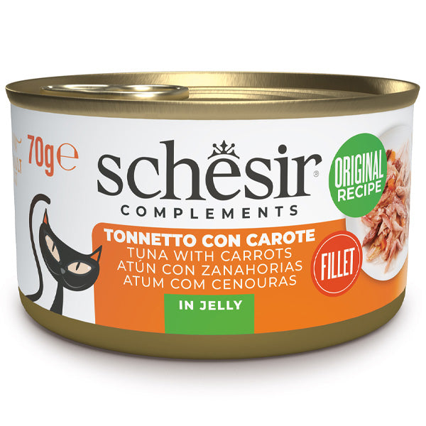 Schesir - Complements Per Gatti Adulti Filetti in Gelatina Tonnetto Con Carote