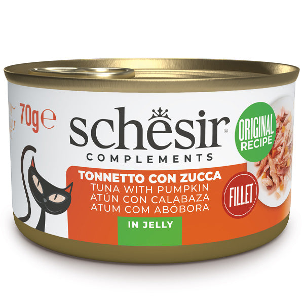Schesir - Complements Per Gatti Adulti Filetti in Gelatina Tonnetto Con Zucca