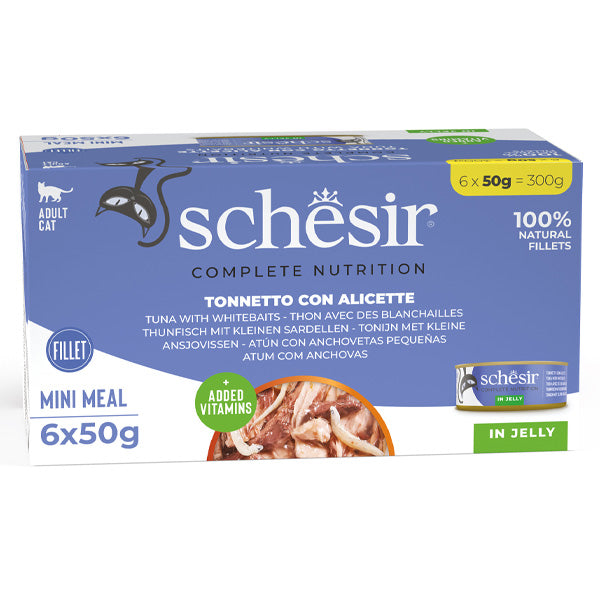Schesir - Complete Nutrition Per Gatti Adulti Filetti in Gelatina Tonnetto Con Alicette Multipack