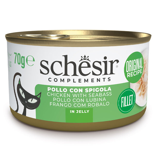 Schesir - Complements Per Gatti Adulti Filetti In Gelatina Pollo Con Spigola