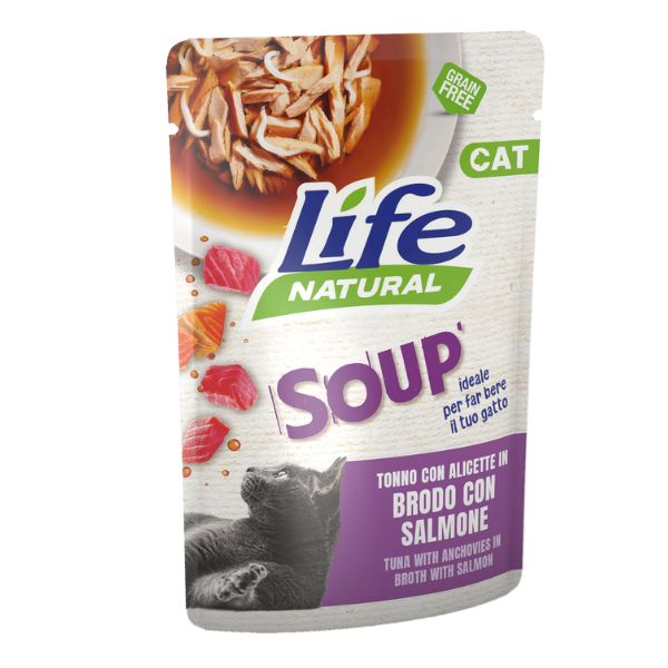 Life Pet Care - Life Cat Natural Soup Tonno Con Alicette In Brodo Con Salmone