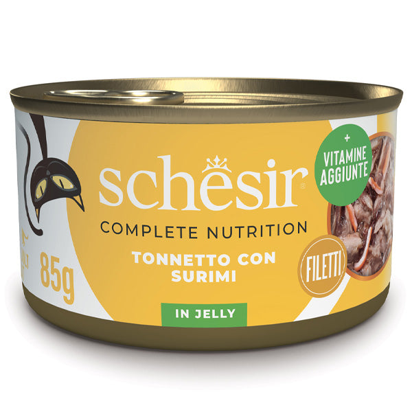 Schesir - Complete Nutrition Per Gatti Adulti Filetti in Gelatina Tonnetto Con Surimi