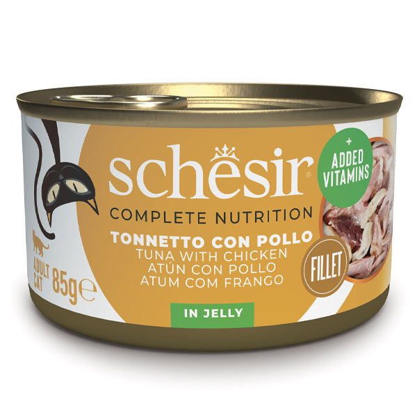 Schesir - Complete Nutrition Per Gatti Adulti Filetti in Gelatina Tonnetto Con Pollo