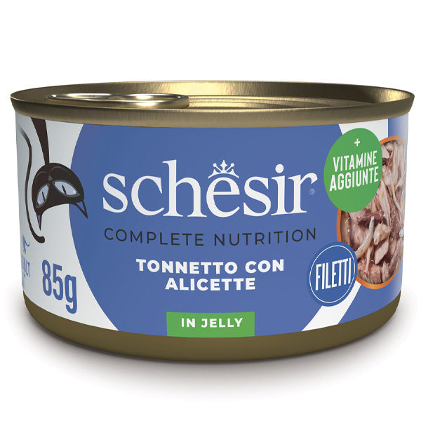 Schesir - Complete Nutrition Per Gatti Adulti Filetti in Gelatina Tonnetto Con Alicette