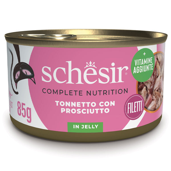 Schesir - Complete Nutrition Per Gatti Adulti Filetti in Gelatina Tonnetto e Prosciutto