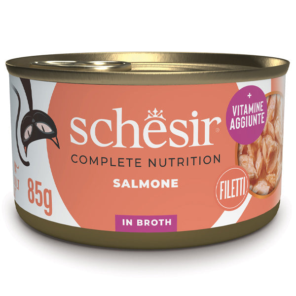 Schesir - Complete Nutrition Per Gatti Adulti Filetti in Brodo Tonnetto Con Salmone