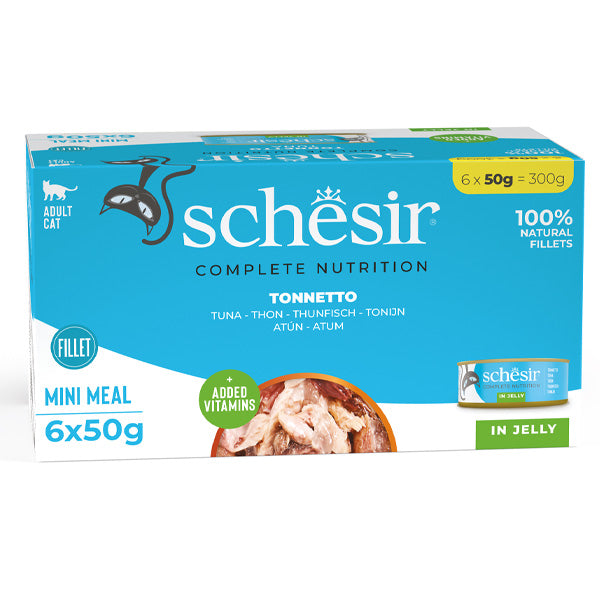 Schesir - Complete Nutrition alimento umido completo e bilanciato per gatti tonnetto filetti in jelly confezione multipack