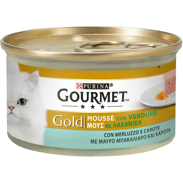 Purina - Gourmet Gold Mousse con Verdure, con Merluzzo e Carote