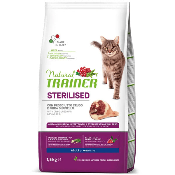 Trainer - Natural Adult Sterilised con Prosciutto Crudo e Fibra di Pisello