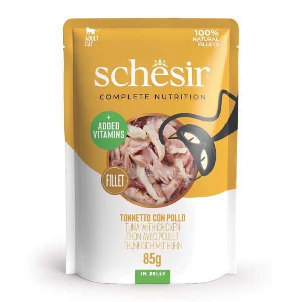Schesir - Complete Nutrition Per Gatti Adulti Filetti in Gelatina Tonnetto Con Pollo