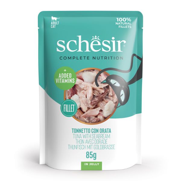 Schesir - Complete Nutrition Per Gatti Adulti Filetti in Gelatina Tonnetto Con Orata