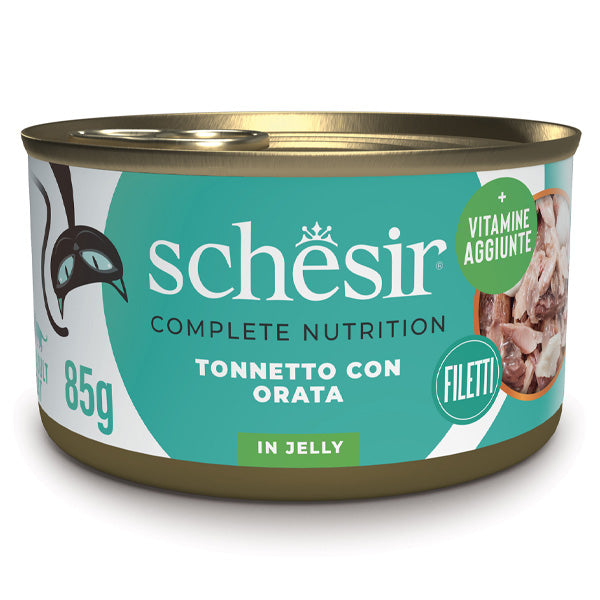 Schesir - Complete Nutrition Per Gatti Adulti Filetti in Gelatina Tonnetto Con Orata