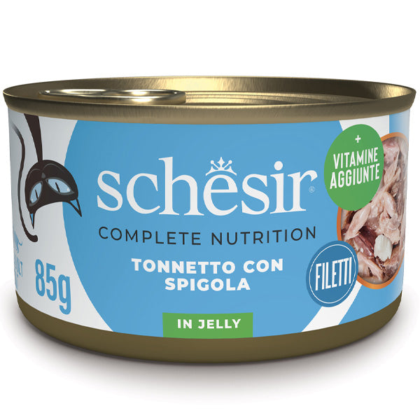 Schesir - Complete Nutrition Per Gatti Adulti Filetti in Gelatina Tonnetto Con Spigola