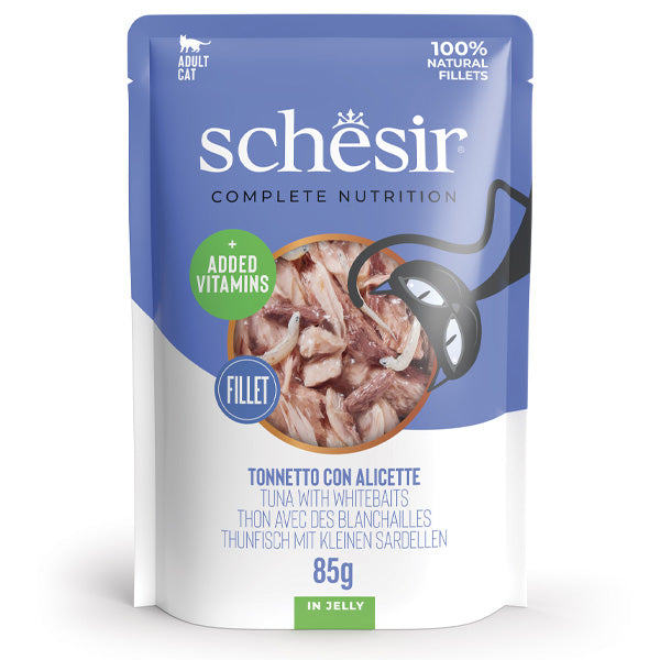 Schesir - Complete Nutrition Per Gatti Adulti Filetti in Gelatina Tonnetto Con Alicette