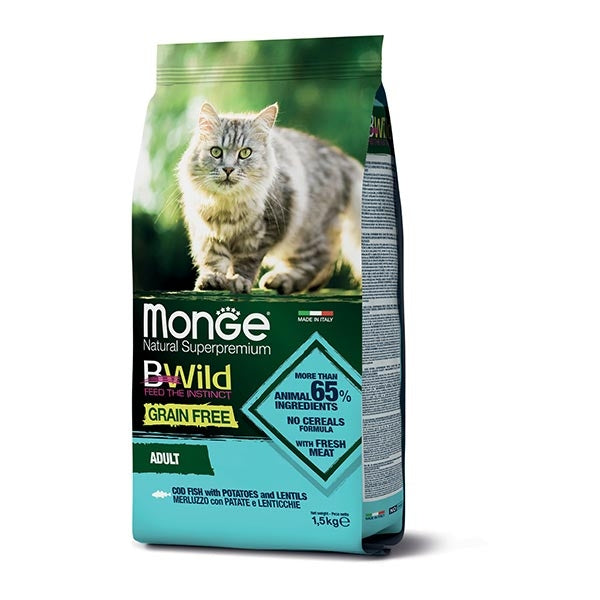 Monge - BWild Grain Free Adult con Merluzzo, Patate e Lenticchie