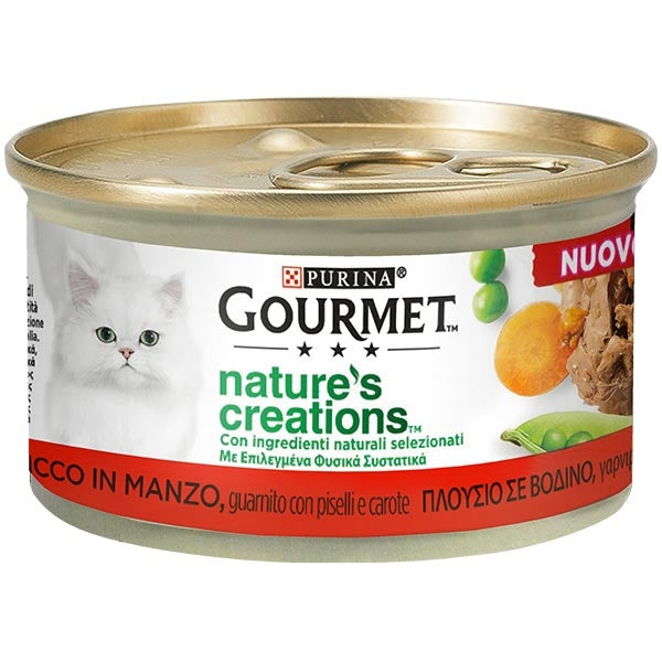 Purina - Gourmet Nature's Creations, Ricco in Manzo, Guarnito con Piselli e Carote