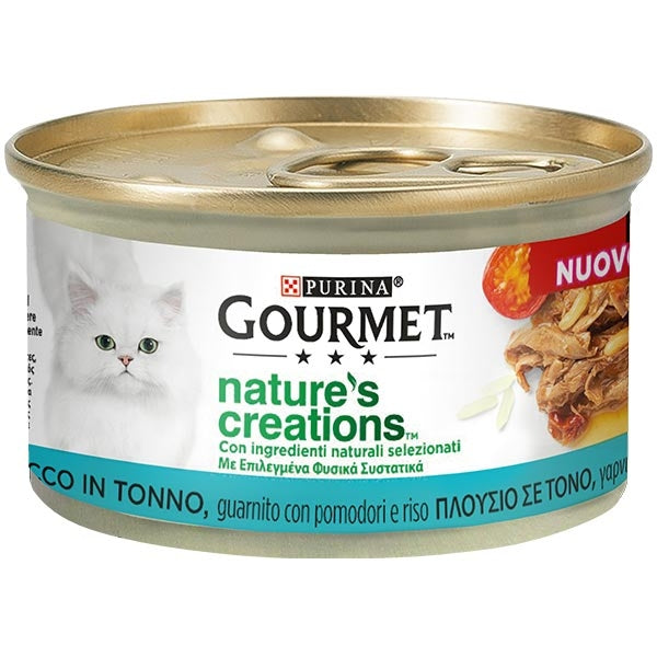 Purina - Gourmet Nature's Creations, Ricco in Tonno, Guarnito con Pomodori e Riso