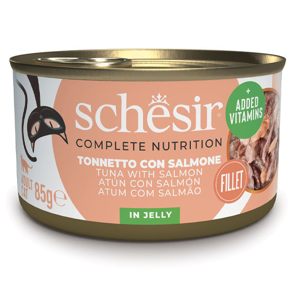 Schesir - Complete Nutrition Per Gatti Adulti Filetti in Gelatina Tonnetto Con Salmone