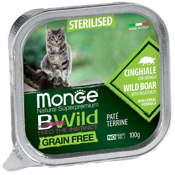 Monge - BWild Adult Paté Terrine Acciughe con Cinghiale con Ortaggi – Sterilised