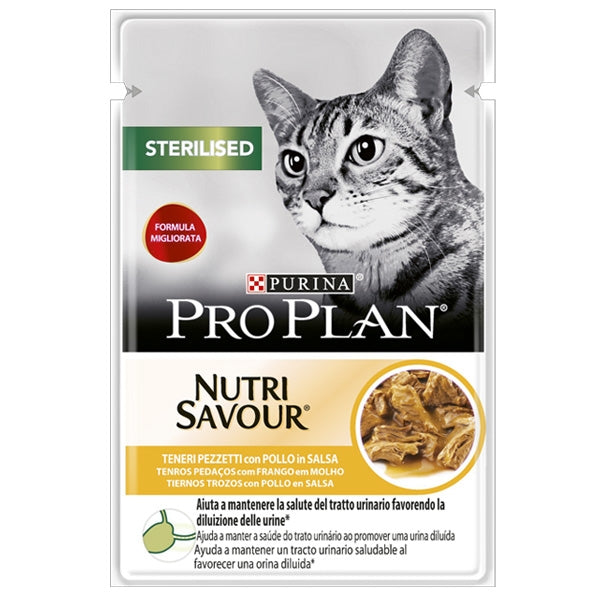 Purina - Pro Plan Sterilised NutriSavour Teneri Pezzetti con Pollo in Salsa