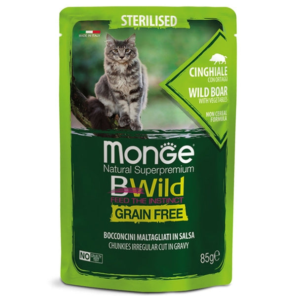 Monge - BWild Grain Free Bocconcini maltagliati in salsa Cinghiale con Ortaggi – Sterilised