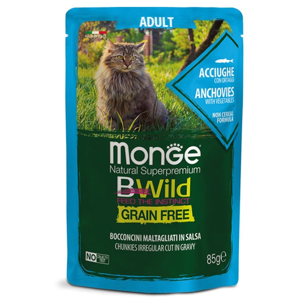 Monge - BWild Grain Free Bocconcini maltagliati in salsa di Acciughe con Ortaggi
