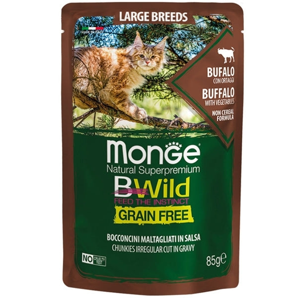 Monge - BWild Grain Free Bocconcini maltagliati in salsa di Bufalo con Ortaggi – Large Breed All Life Stage