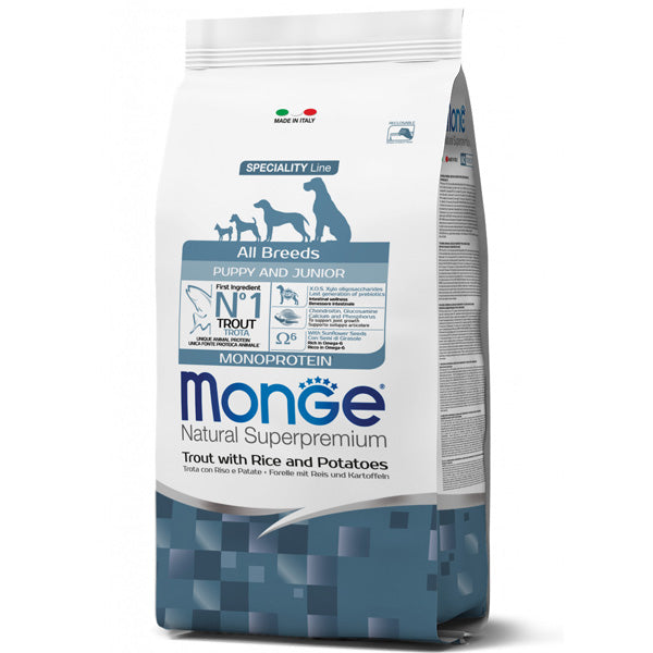 Monge - Natural Superpremium All Breeds Puppy & Junior Natural Superpremium Trota con Riso e Patate