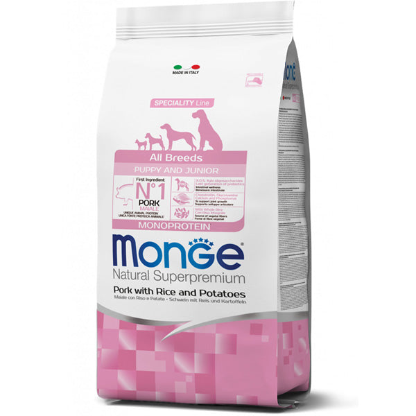 Monge - Natural Superpremium All Breeds Puppy & Junior Natural Superpremium Maiale con Riso e Patate