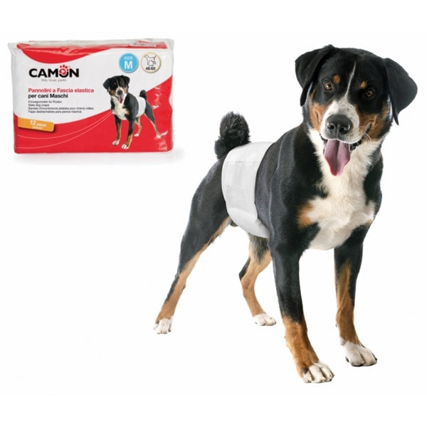 Camon - Pannolini a Fascia Elastica per Cani Maschi 12 pezzi