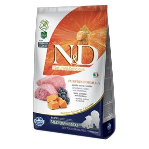 Farmina - Natural & Delicious Pumpkin Grain Free Puppy Medium & Maxi con Agnello, Zucca e Mirtillo