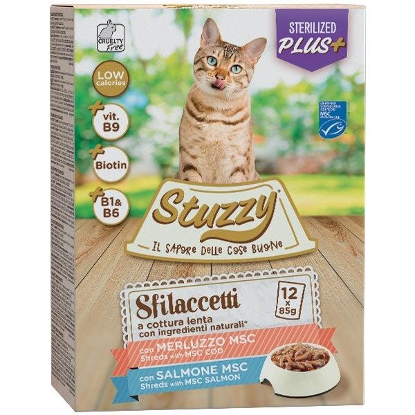 Stuzzy Cat - Sfilaccetti Sterilized con Merluzzo e Salmone