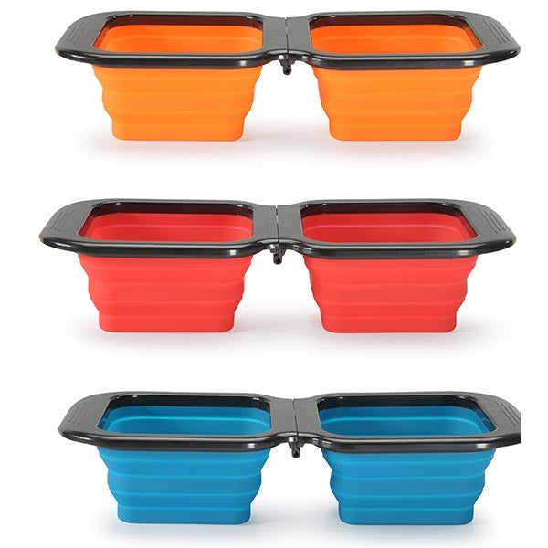 Camon - Ciotola Doppia Pieghevole in Silicone per Cani